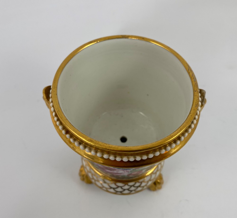 English porcelain cache pot and stand, c. 1820. View X
