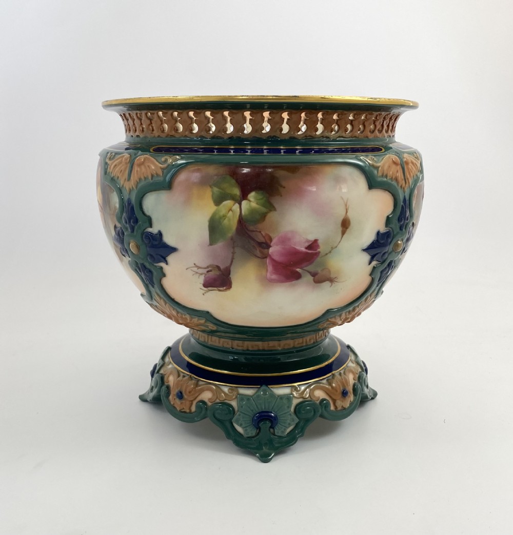 Royal Worcester porcelain jardiniere, dated 1907. View VIII
