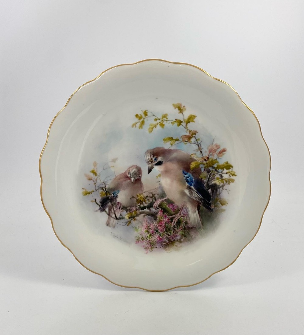 Royal Worcester porcelain plate. Charley Baldwyn, dated 1908.