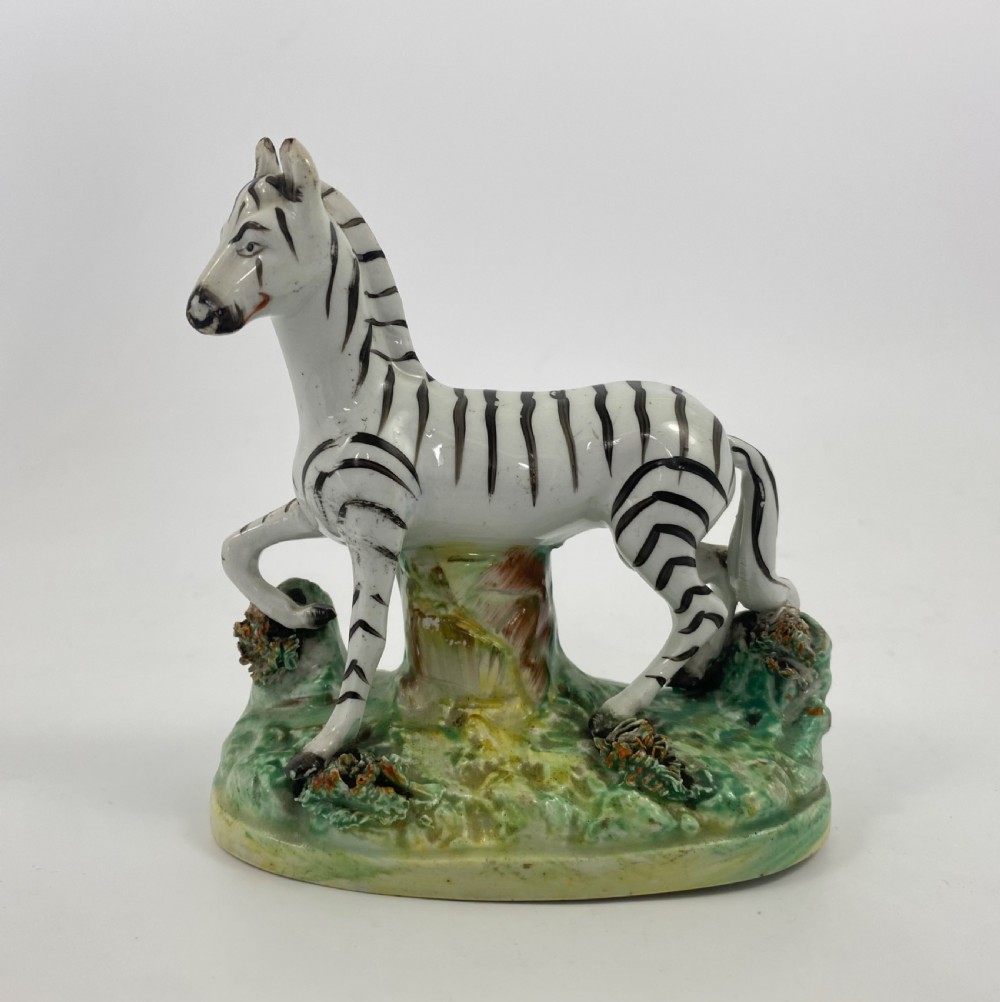Pair Staffordshire pottery Zebra, c. 1860. View XI
