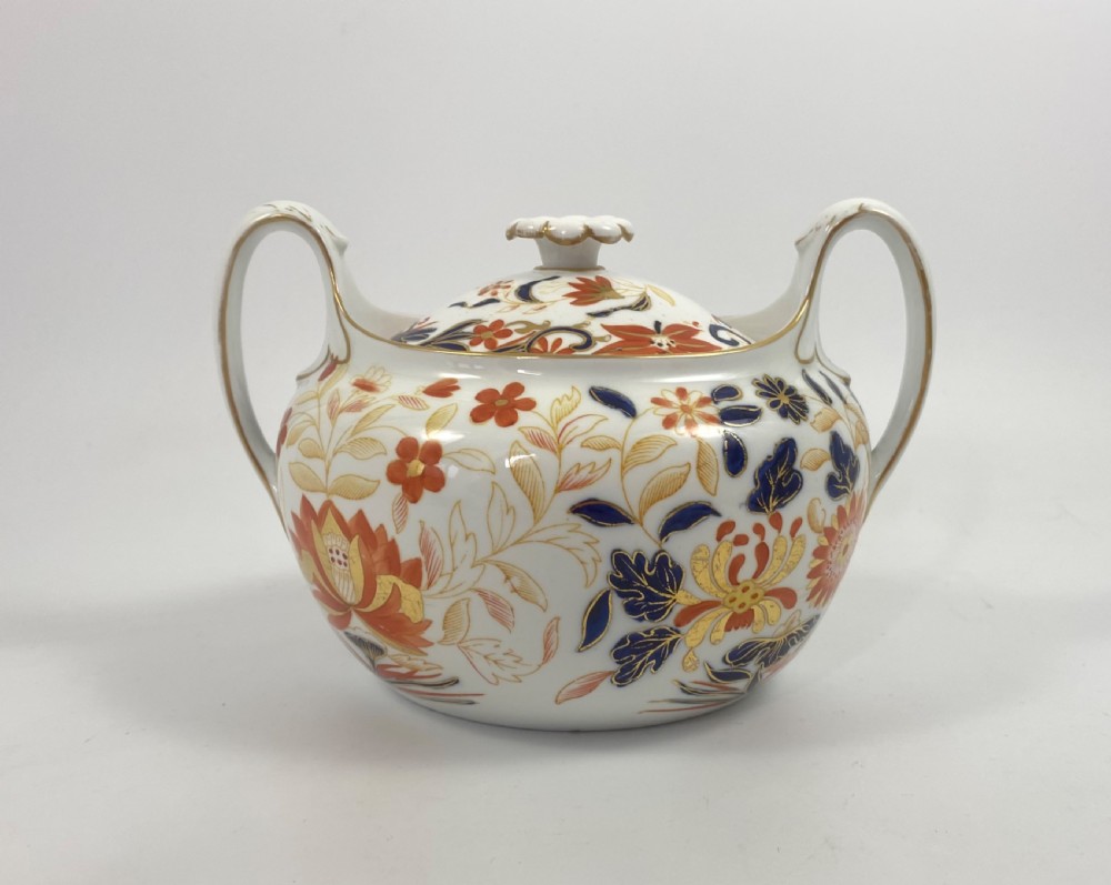 Rare Wedgwood ‘Bone China’ Imari sucrier, c. 1810. View III