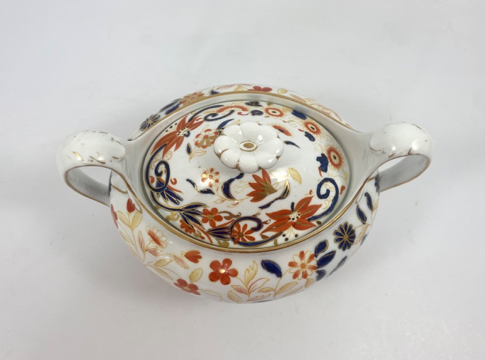 Rare Wedgwood ‘Bone China’ Imari sucrier, c. 1810. View IV