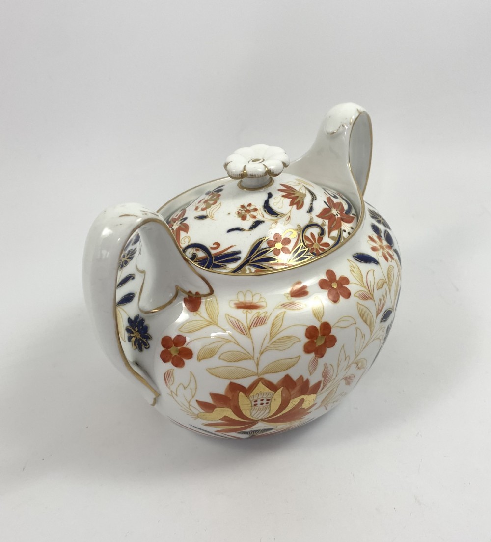 Rare Wedgwood ‘Bone China’ Imari sucrier, c. 1810. View V