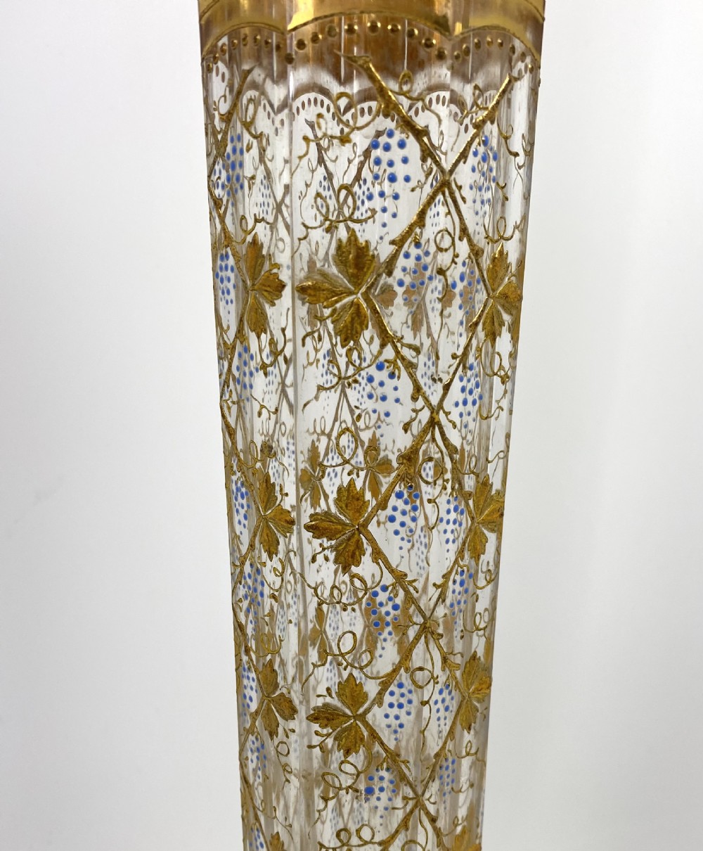 Moser gilt and enamelled glass vase, c. 1925. View VI