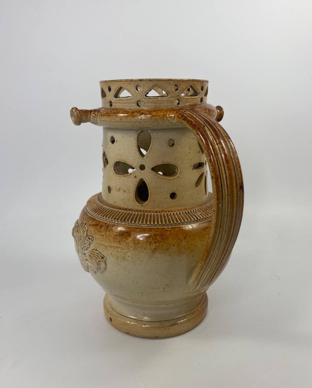 Brampton saltglazed puzzle jug, c. 1840. View IV