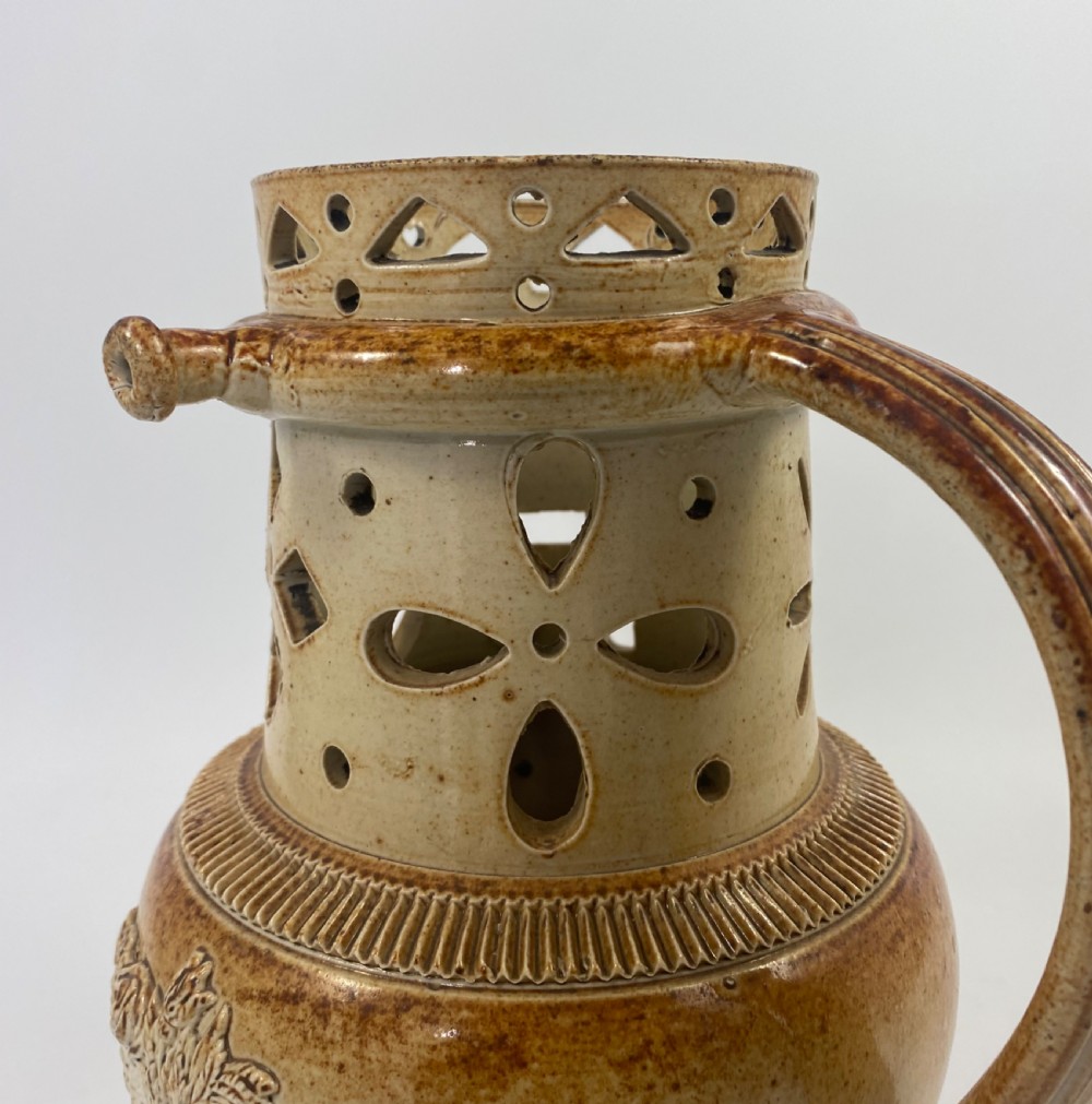 Brampton saltglazed puzzle jug, c. 1840. View IX
