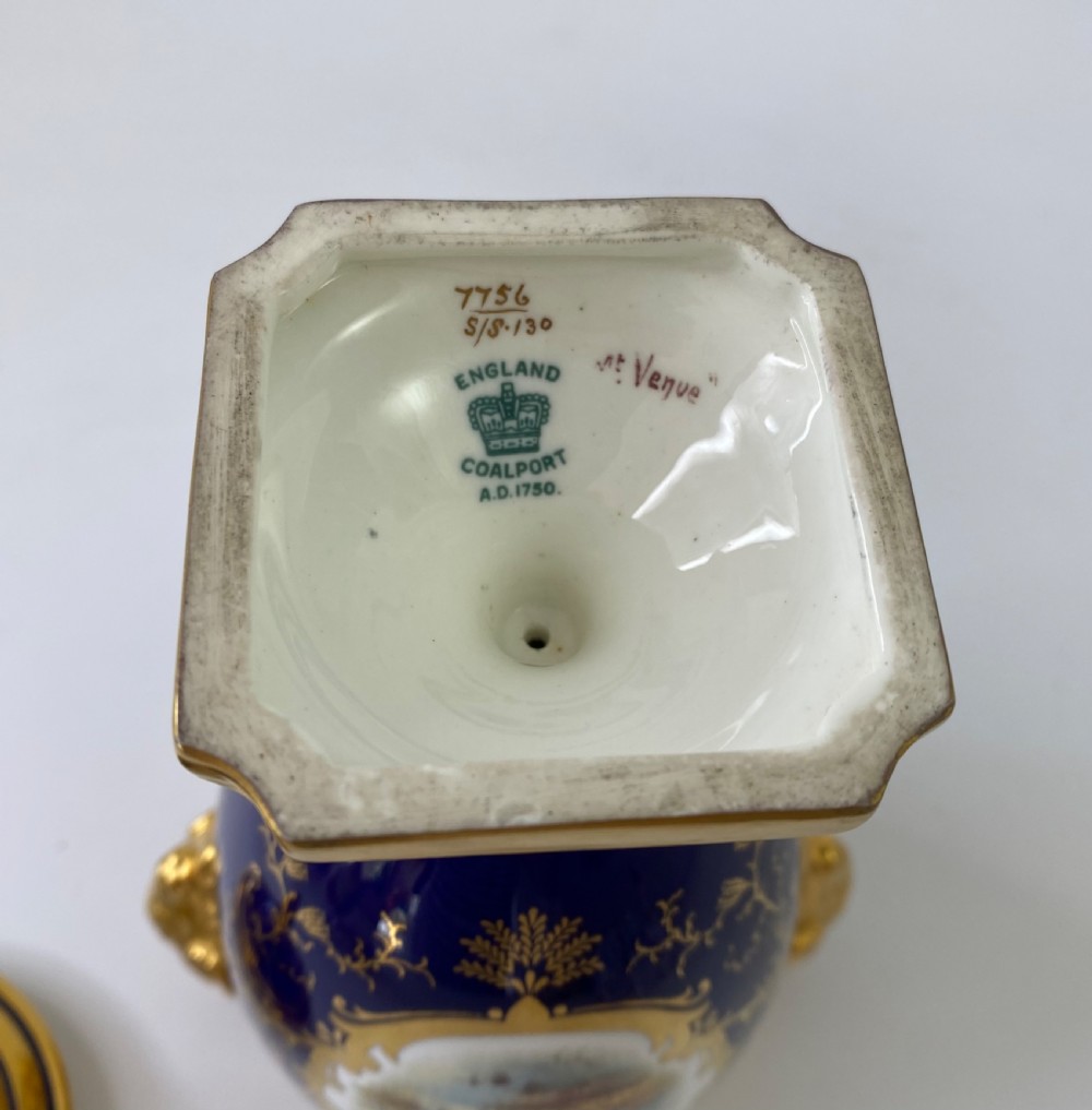 Pair Coalport porcelain vases, Lakeland scenes, Percy Simpson, c. 1900. View XX