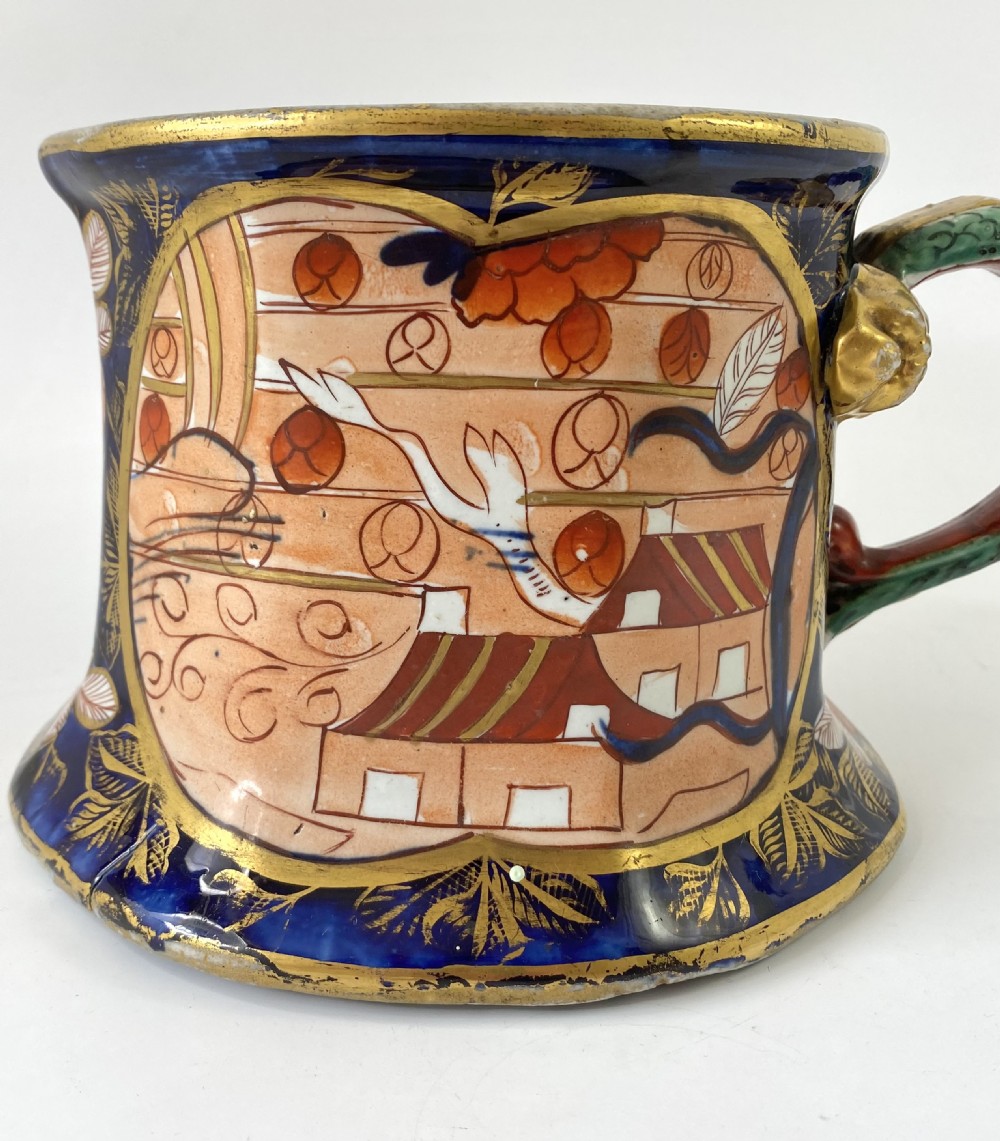 Huge Masons Ironstone Quart mug. School House pattern, c. 1815. View VII