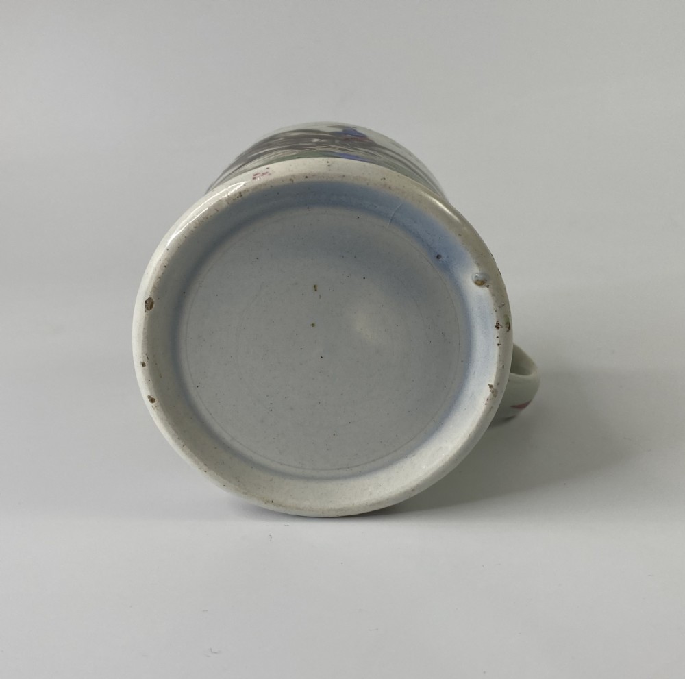 English pottery child’s mug, Racing,  c. 1840. View V