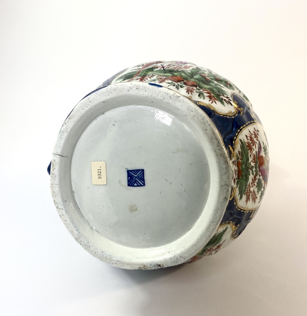 Worcester ‘Exotic Birds’ cabbage leaf moulded jug, c. 1770. View XVI