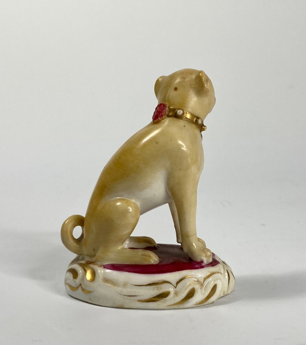 Rockingham porcelain pug dog, c. 1835. View III