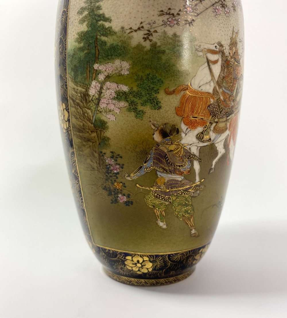 Pair Satsuma pottery vases. Kinkozan. Meiji Period. View VII