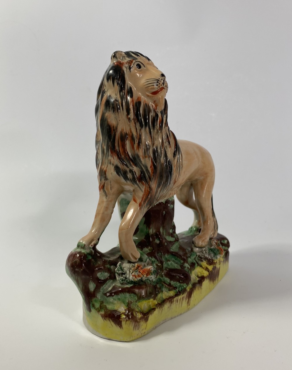 Pair Staffordshire pottery Lions, Thomas Parr, c. 1860. View XIII