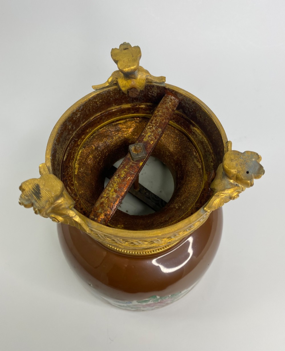 Pair Chinese porcelain & ormolu bowls, c. 1750. Qianlong Period. View XIV