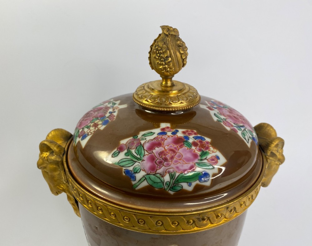 Pair Chinese porcelain & ormolu bowls, c. 1750. Qianlong Period. View XVII