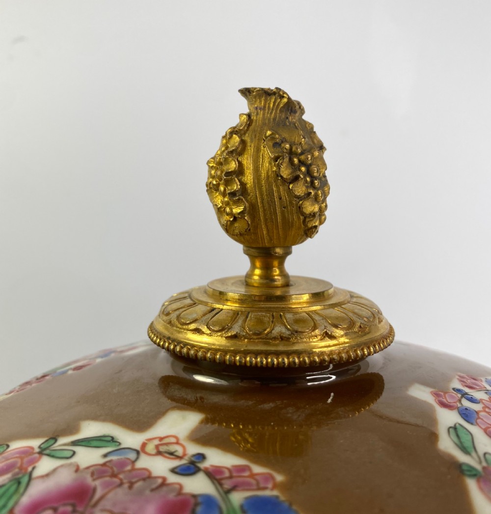 Pair Chinese porcelain & ormolu bowls, c. 1750. Qianlong Period. View XX