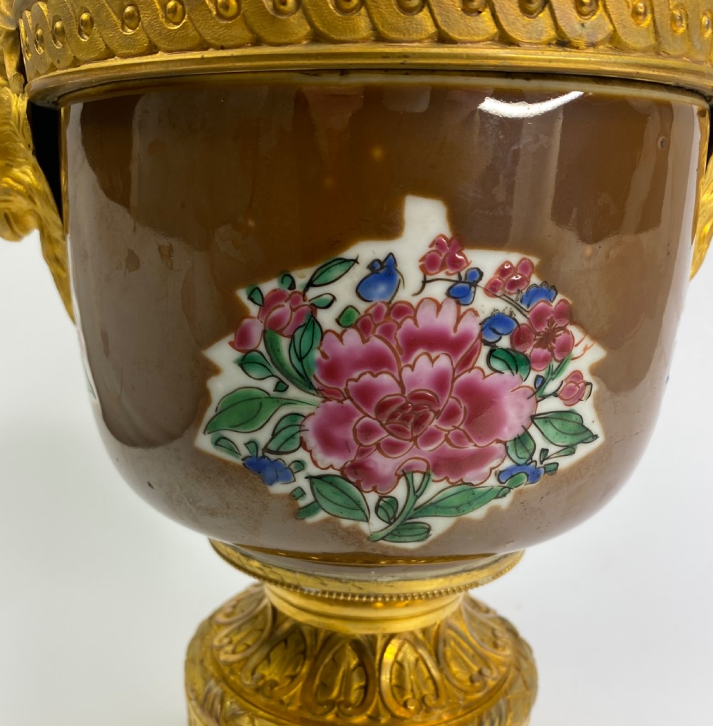 Pair Chinese porcelain & ormolu bowls, c. 1750. Qianlong Period. View XXIII
