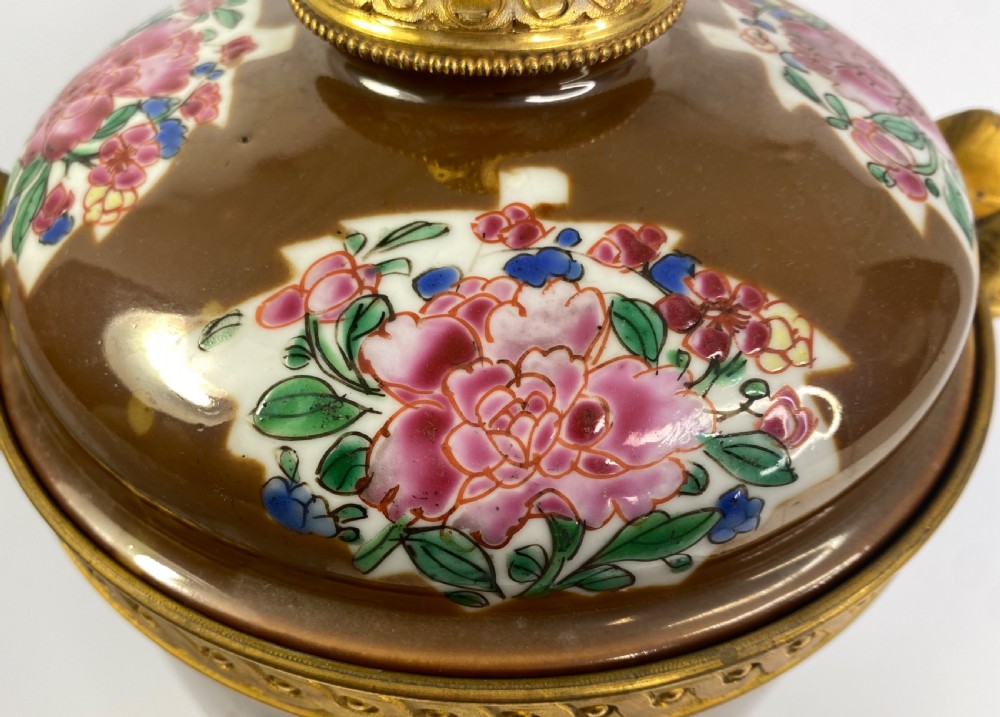Pair Chinese porcelain & ormolu bowls, c. 1750. Qianlong Period. View XXIV