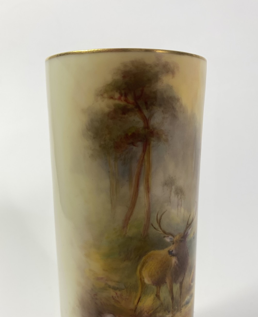 Royal Worcester vase, Stags, Harry Stinton, d. 1934. View V