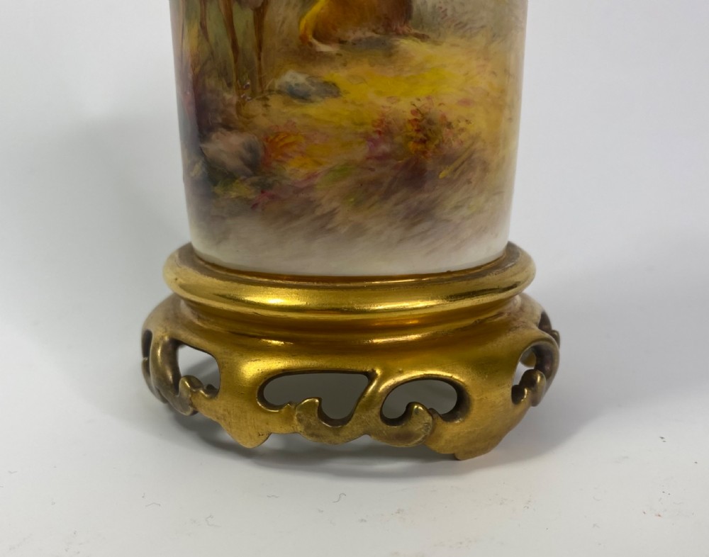 Royal Worcester vase, Stags, Harry Stinton, d. 1934. View X