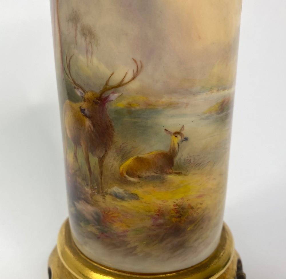 Royal Worcester vase, Stags, Harry Stinton, d. 1934. View XI