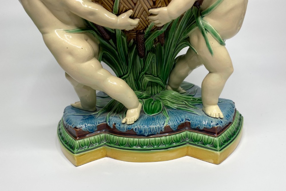 Minton Majolica Cherubs basket, dated 1863. View IV