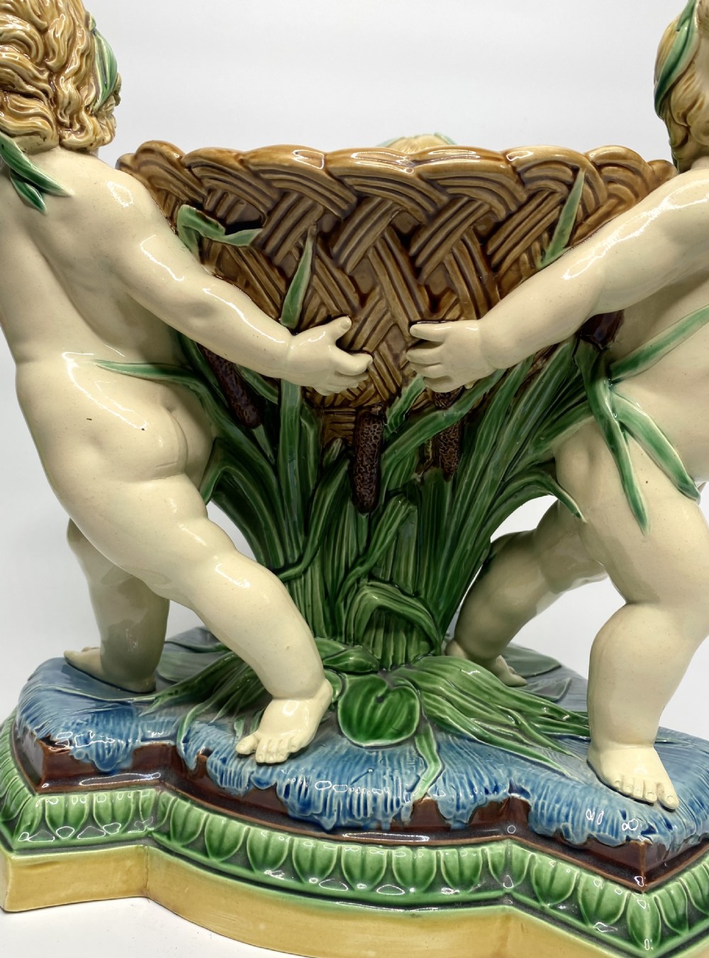 Minton Majolica Cherubs basket, dated 1863. View V