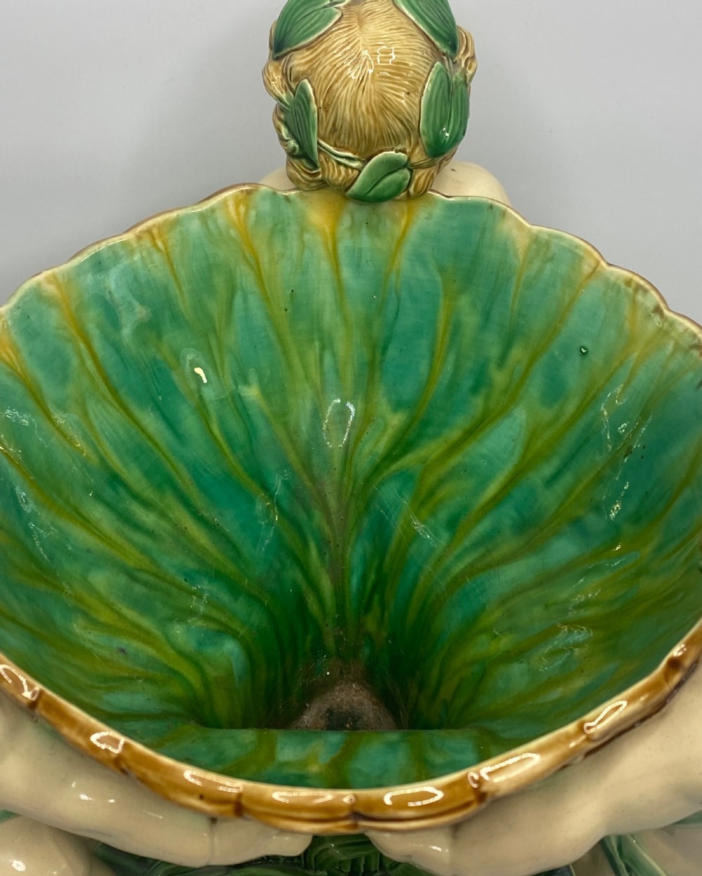 Minton Majolica Cherubs basket, dated 1863. View VII