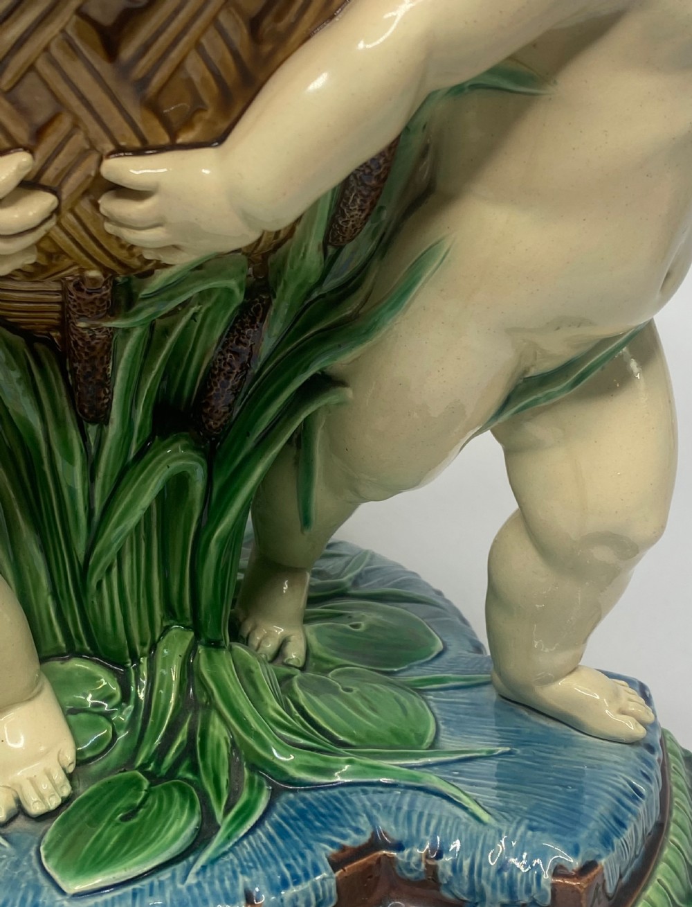 Minton Majolica Cherubs basket, dated 1863. View IX