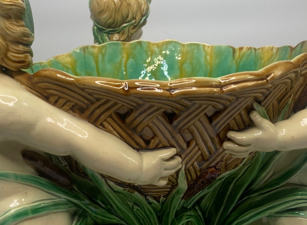 Minton Majolica Cherubs basket, dated 1863. View XI