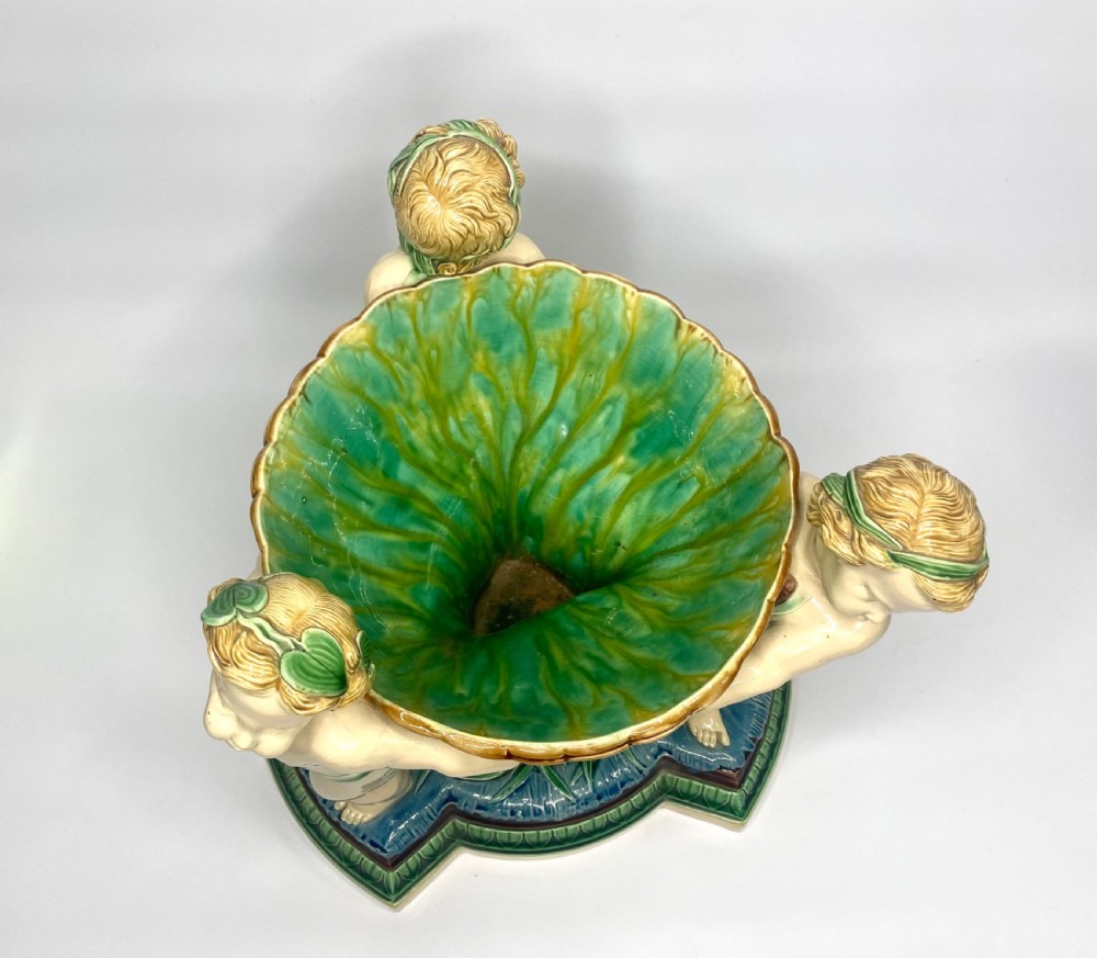 Minton Majolica Cherubs basket, dated 1863. View XIII
