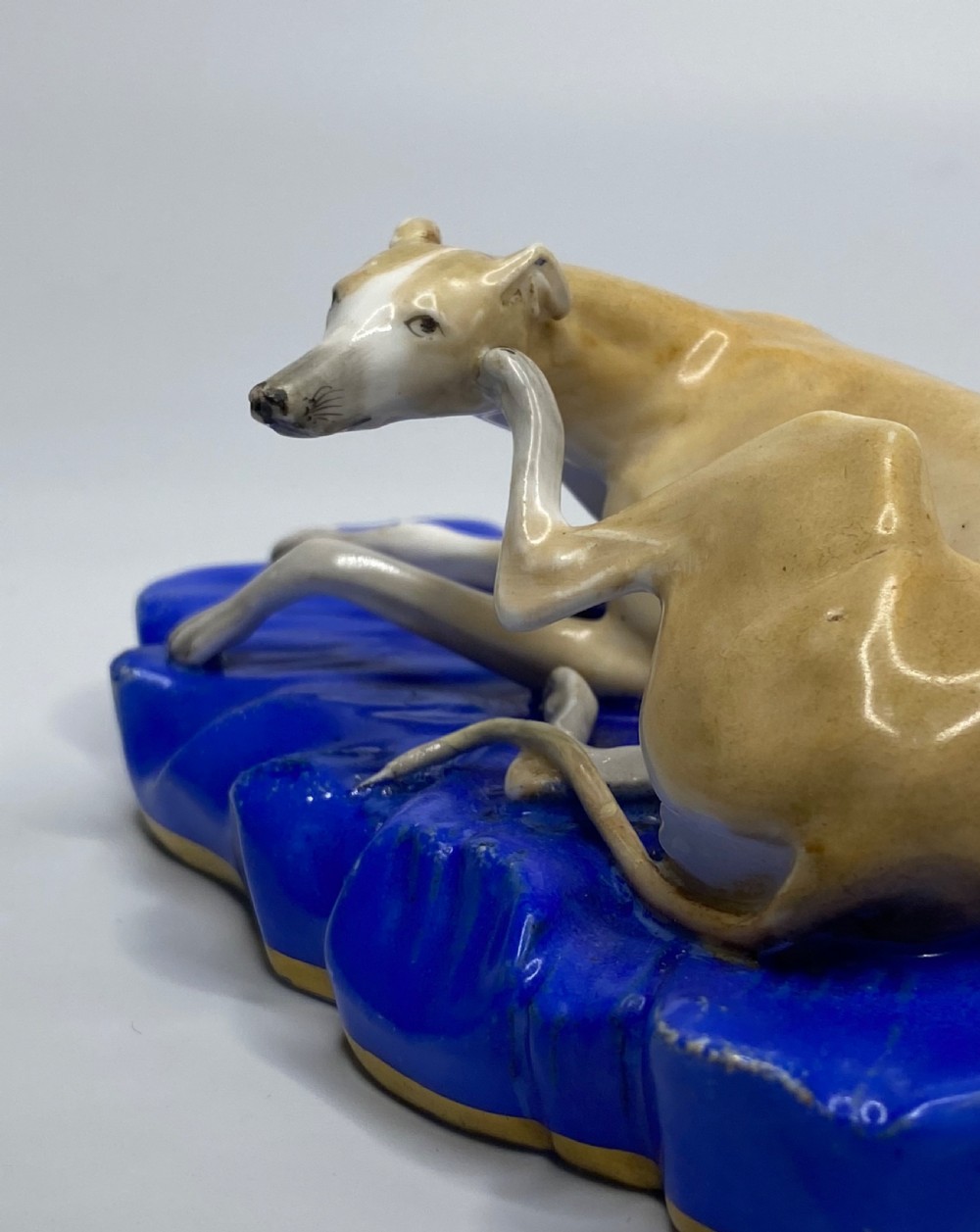 Copeland porcelain recumbent Greyhound, c. 1830. View VII