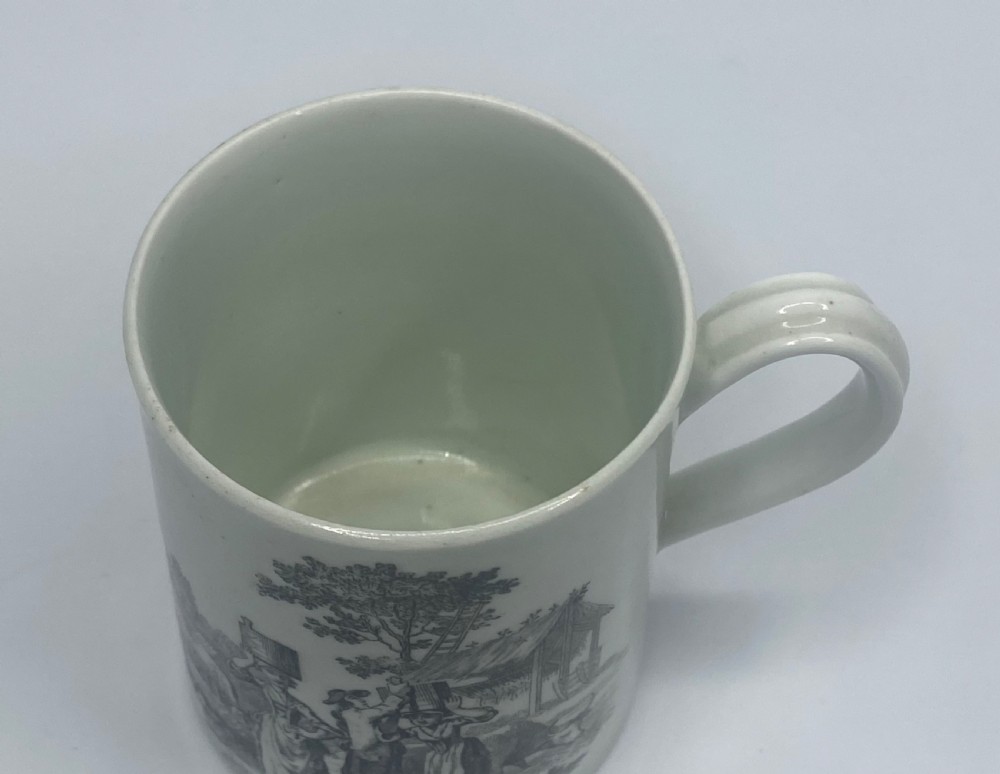 Worcester porcelain mug, ‘Bagpiper’ & ‘Milkmaids’, c. 1770. View VI