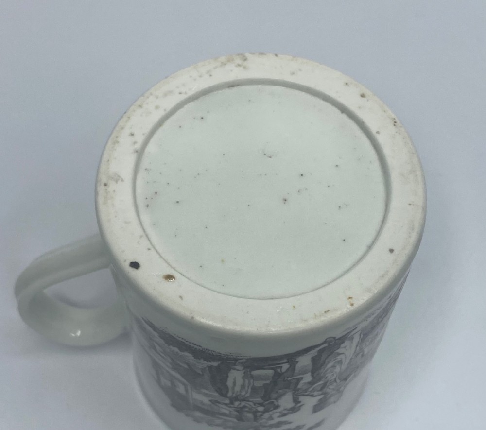 Worcester porcelain mug, ‘Bagpiper’ & ‘Milkmaids’, c. 1770. View VIII