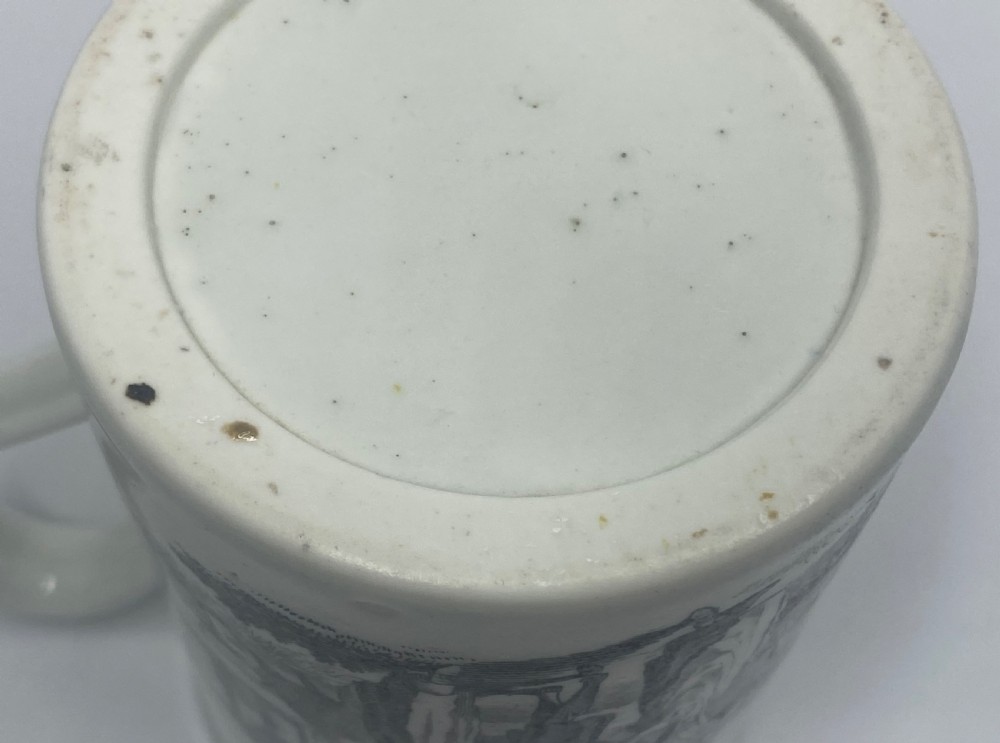 Worcester porcelain mug, ‘Bagpiper’ & ‘Milkmaids’, c. 1770. View IX