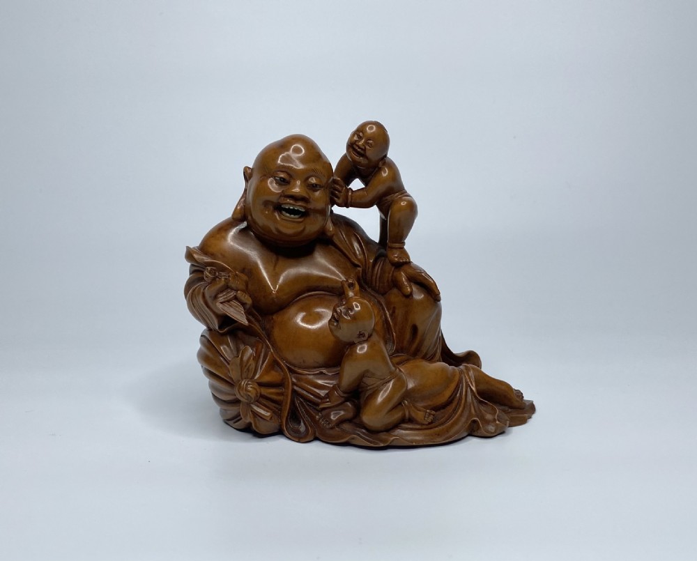 Chinese boxwood Buddha, c. 1900. Qing Dynasty.