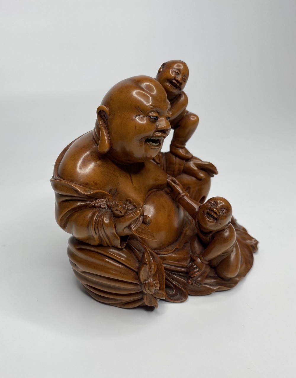 Chinese boxwood Buddha, c. 1900. Qing Dynasty. View XIV