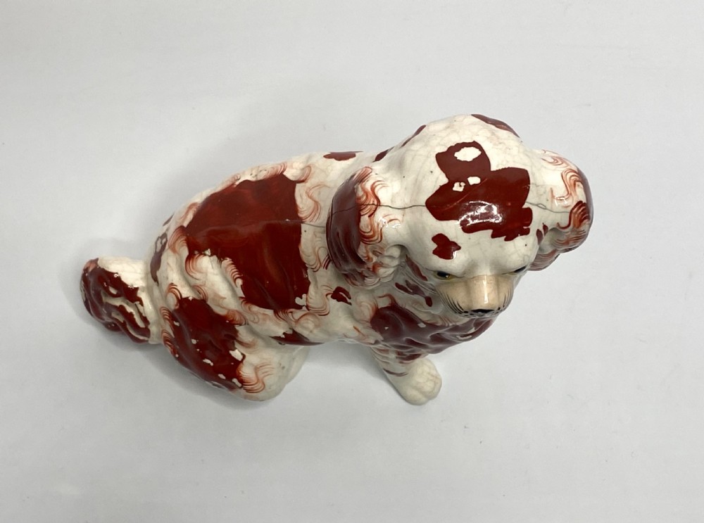 Pair Staffordshire pottery Spaniels, c. 1850. View IX