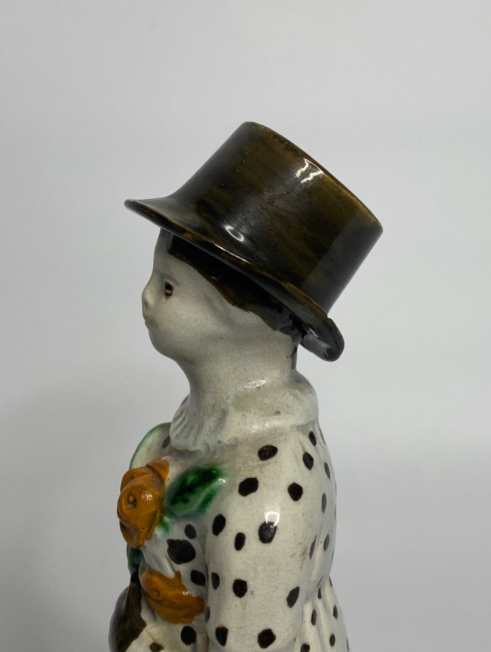 Rare Pratt ware figure of a gardener, c. 1790.  View VIII