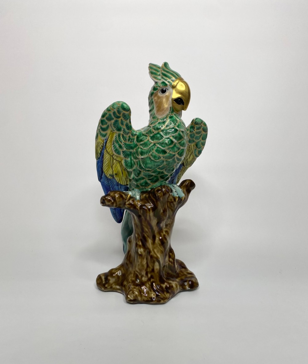 Kutani porcelain parrot, c. 1890. Meiji Period.