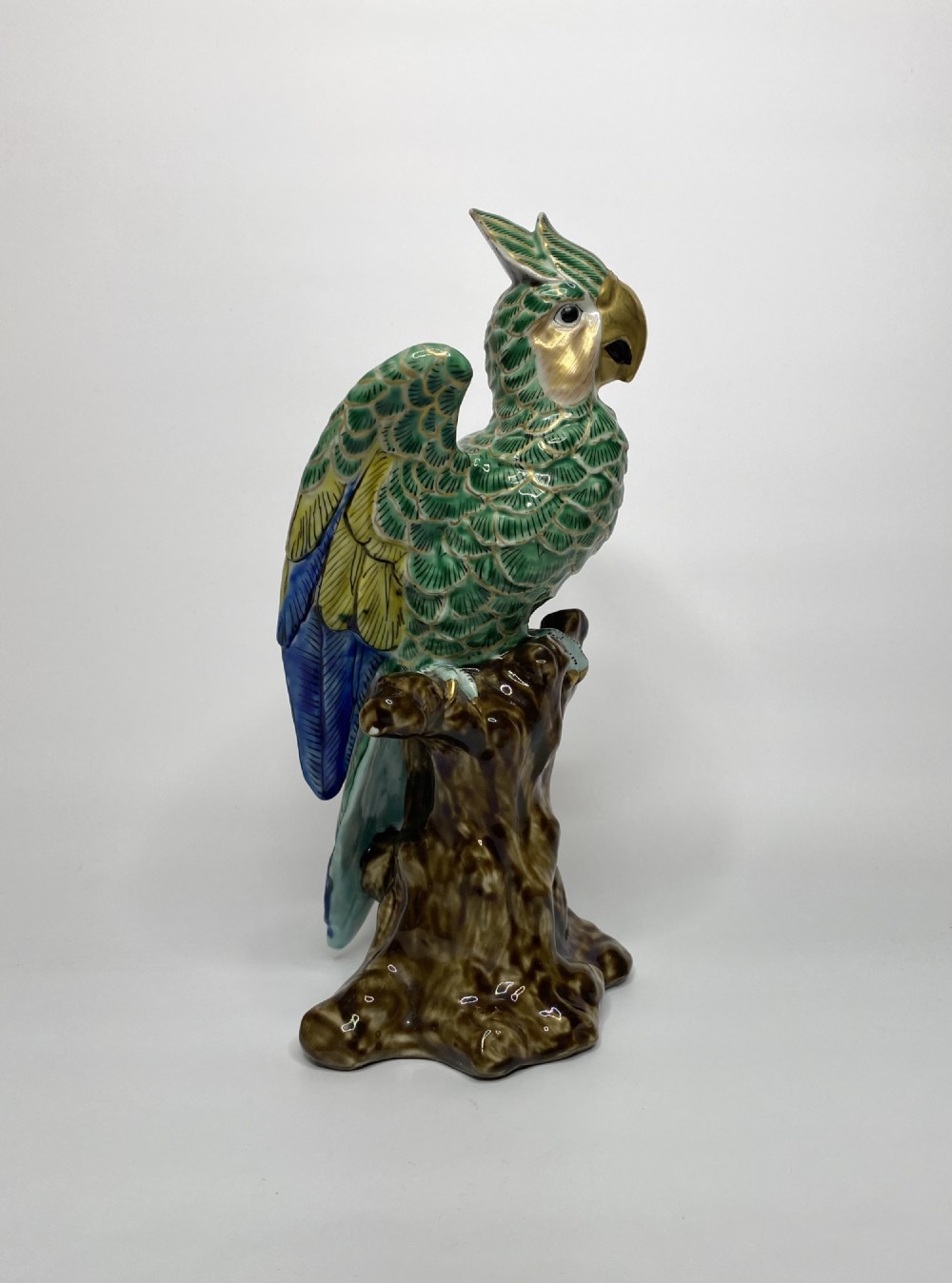 Kutani porcelain parrot, c. 1890. Meiji Period. View II