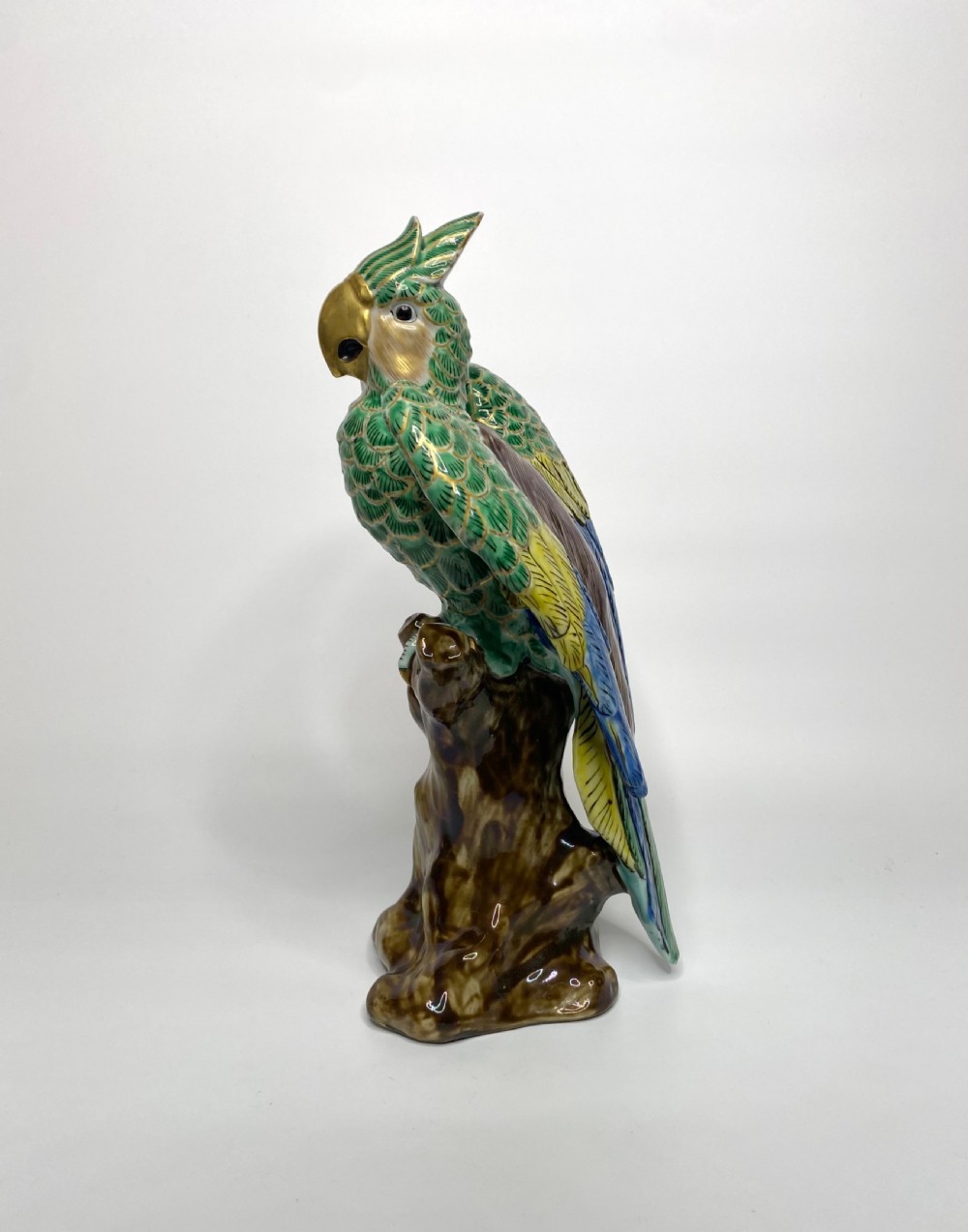 Kutani porcelain parrot, c. 1890. Meiji Period. View IV