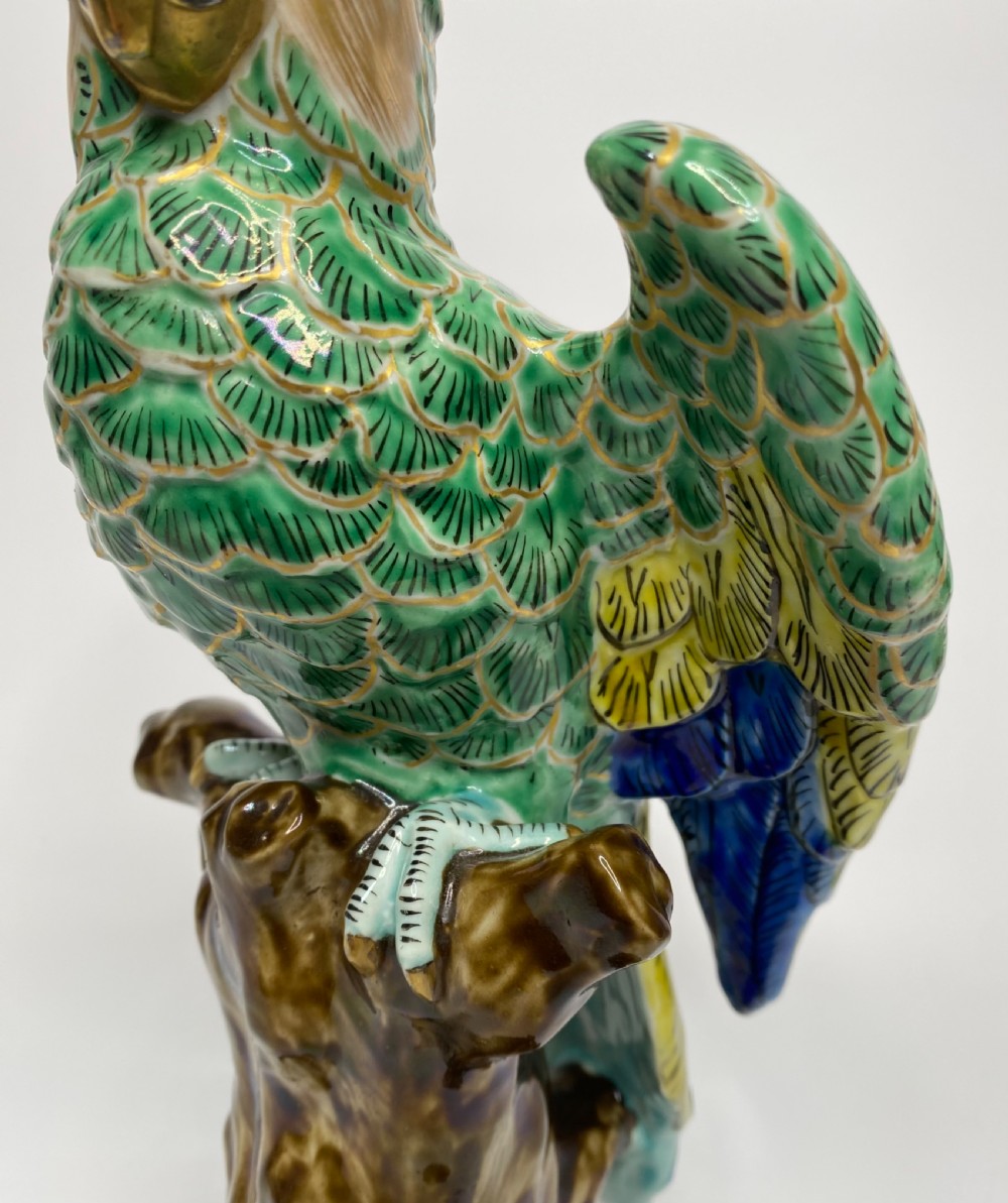 Kutani porcelain parrot, c. 1890. Meiji Period. View V