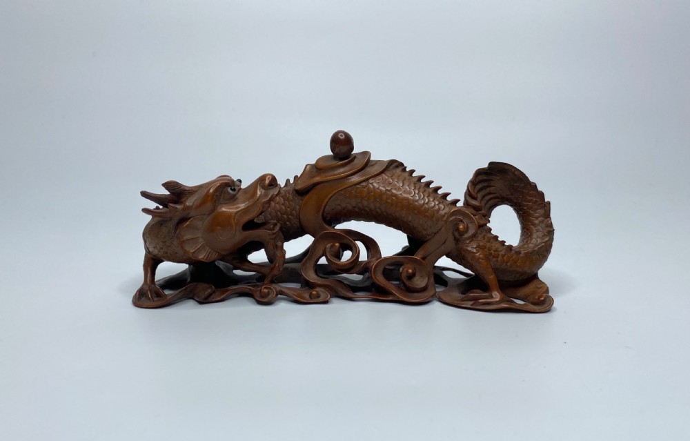 Chinese boxwood dragon, c. 1900. Qing Dynasty.