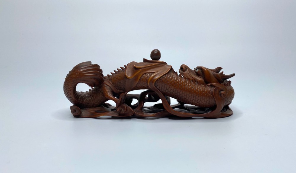 Chinese boxwood dragon, c. 1900. Qing Dynasty. View III