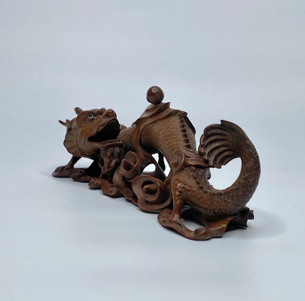 Chinese boxwood dragon, c. 1900. Qing Dynasty. View X