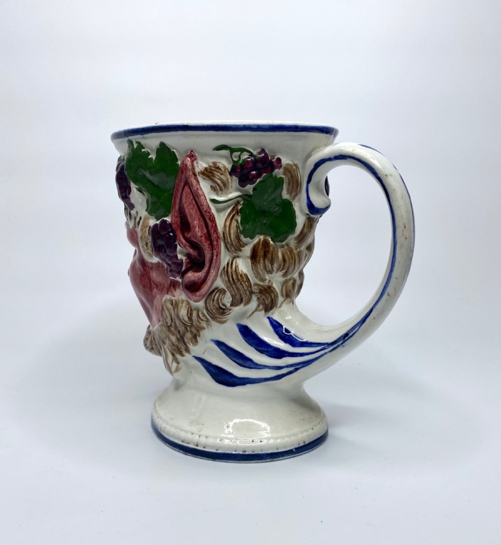 Scottish pottery Bacchus mug, of large size, c. 1840. View V