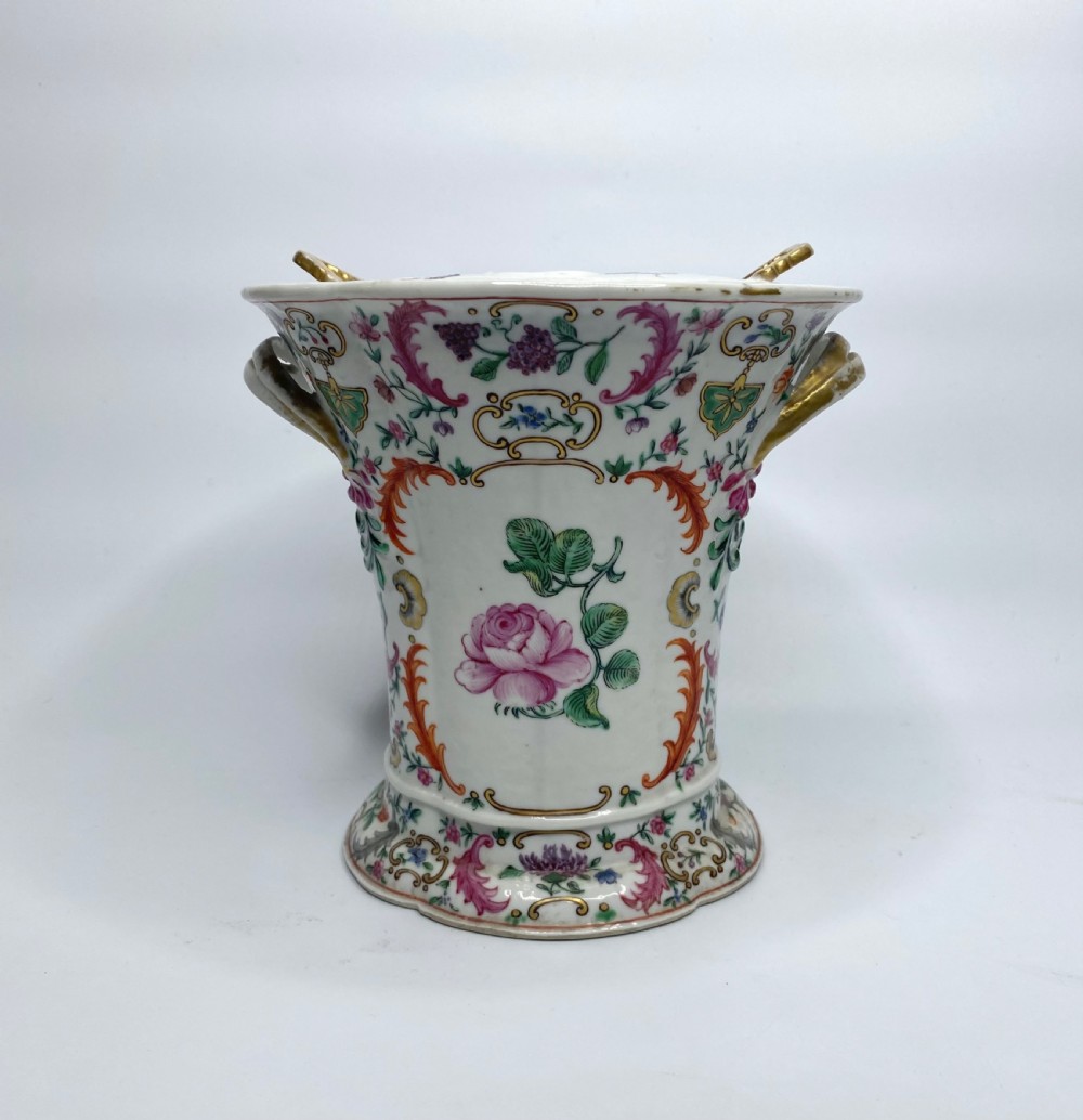 Pair Chinese porcelain bough pots, c. 1760. Qianlong Period. View II