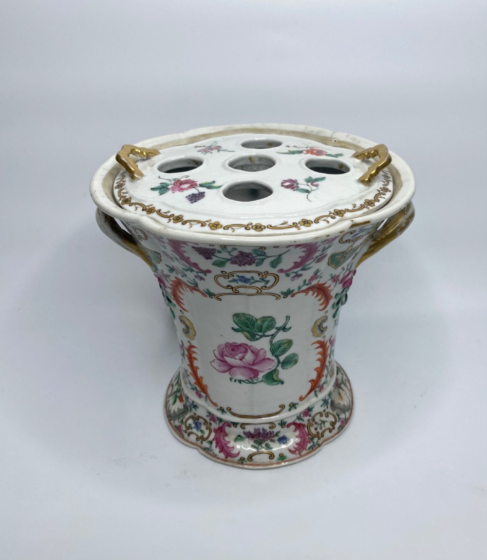 Pair Chinese porcelain bough pots, c. 1760. Qianlong Period. View IV