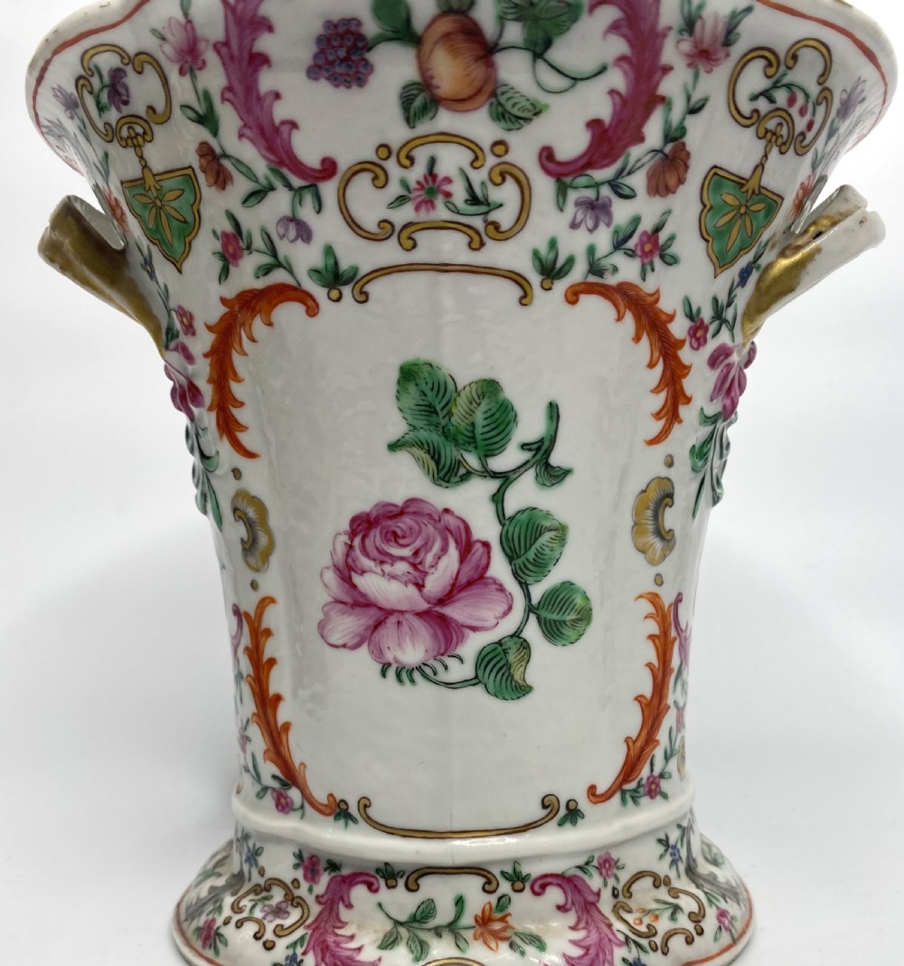 Pair Chinese porcelain bough pots, c. 1760. Qianlong Period. View VI